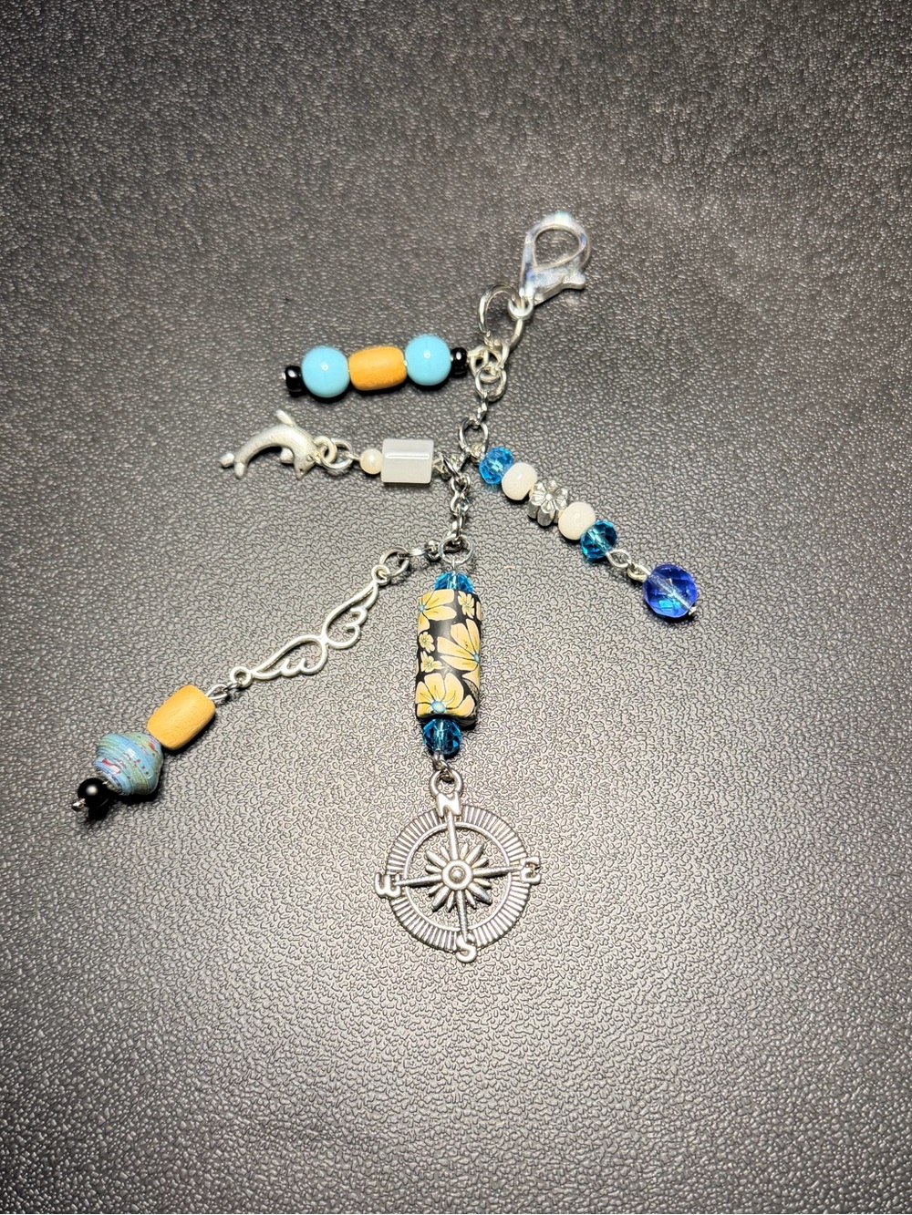 ✨Hand Crafted✨ Beaded Compass Bag Charm